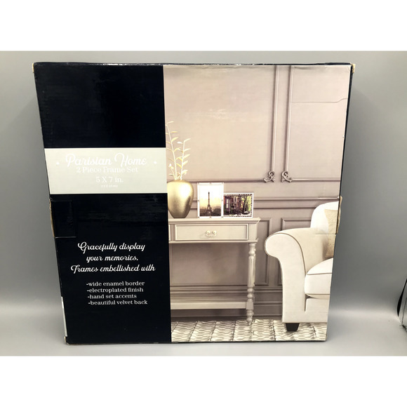 Parisian home 2 piece picture frame set 5 x 7 in white enamel & brilliant accent - Picture 2 of 3